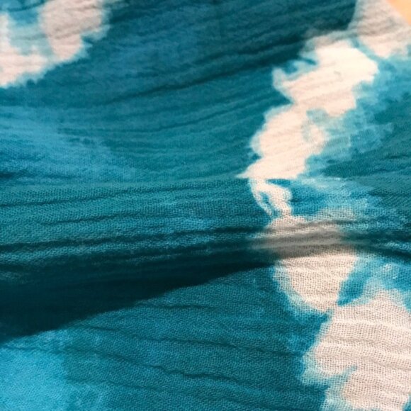 MICHAEL KORS Blue/White On/Off Shoulder Cotton Tie Dye Dress w/Belt  NWT  $140 - Picture 7 of 8